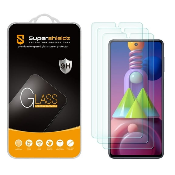 [3-Pack] Supershieldz for Samsung Galaxy M51 Tempered Glass Screen Protector, Anti-Scratch, Anti-Fingerprint, Bubble Free