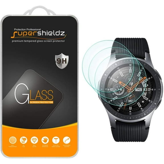 [3-Pack] Supershieldz for Samsung Galaxy Watch (46mm) Tempered Glass Screen Protector, Anti-Scratch, Anti-Fingerprint, Bubble Free