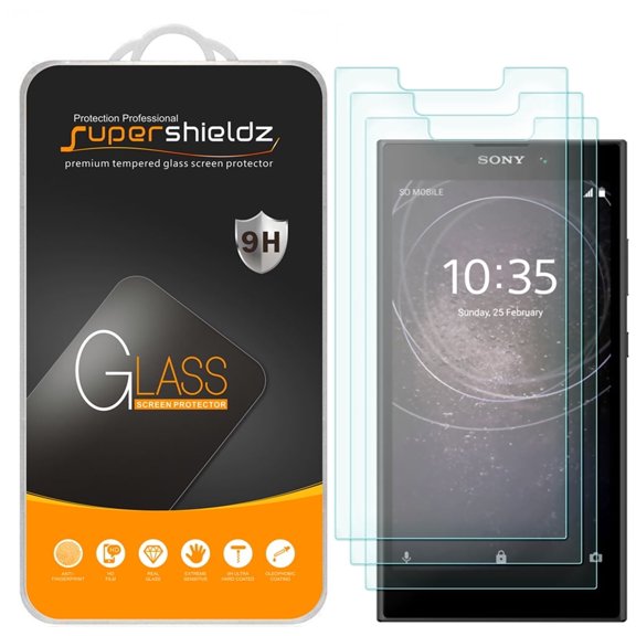 [3-Pack] Supershieldz for Sony Xperia L2 Tempered Glass Screen Protector, Anti-Scratch, Anti-Fingerprint, Bubble Free