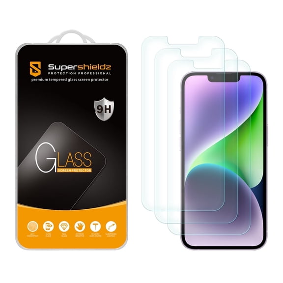 (3 Pack) Supershieldz Designed for iPhone 16e/ iPhone 14 /iPhone 13/ iPhone 13 Pro (6.1 inch) Tempered Glass Screen Protector, Anti Scratch, Bubble Free
