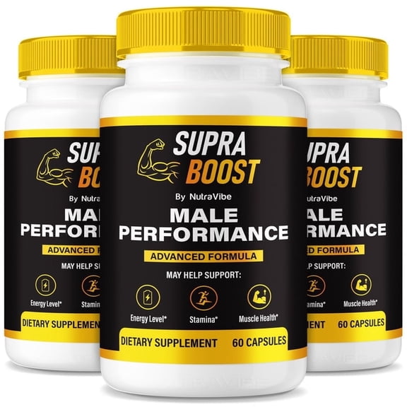 (3 Pack) Supra Boost Health Support with Natural Ingredients for Steady Energy, Stamina & Drive | Daily Formula in Easy-to-Take Capsules, 30 Day Supply (180 Capsules)