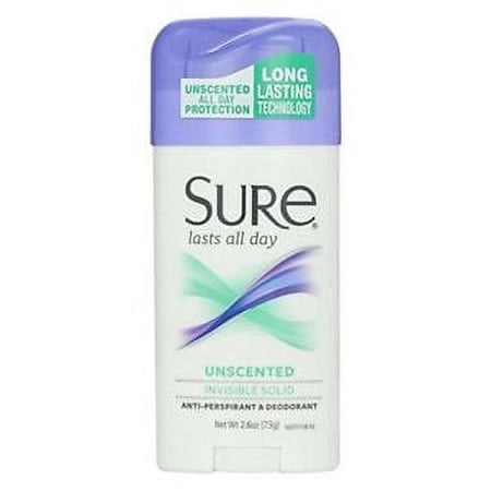 3 Pack Sure Anti Perspirant Deodorant Invisible Solid Unscented 2.60Oz Each