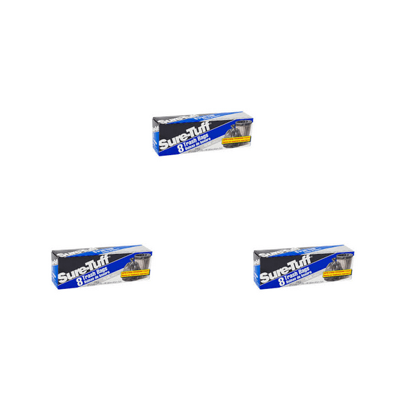 3 Pack Sure-Tuff Heavy Duty Trash Bags, 28 Gallon, 24ct