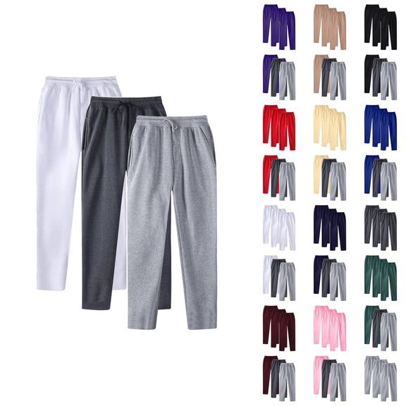 3 Pack Sweatpants for Men 2025 Fall Winter Straight Leg Drawstring Joggers with Pockets Mens Casual Pants Trousers