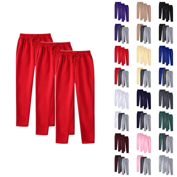 3 Pack Sweatpants for Men 2025 Fall Winter Straight Leg Drawstring Joggers with Pockets Mens Casual Pants Trousers