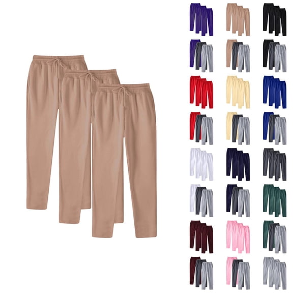 3 Pack Sweatpants for Men 2025 Fall Winter Straight Leg Drawstring Joggers with Pockets Mens Casual Pants Trousers