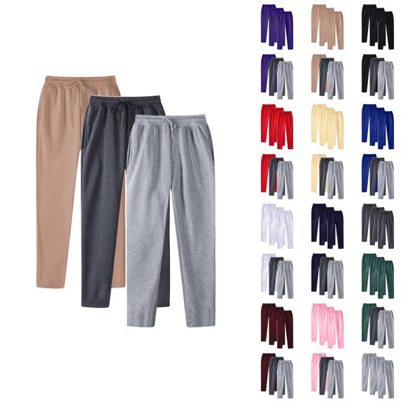 3 Pack Sweatpants for Men 2025 Fall Winter Straight Leg Drawstring Joggers with Pockets Mens Casual Pants Trousers