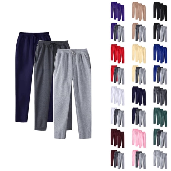 3 Pack Sweatpants for Men 2025 Fall Winter Straight Leg Drawstring Joggers with Pockets Mens Casual Pants Trousers