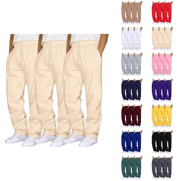 3 Pack Sweatpants for Men 2026 Trendy Drawstring Elastic Waist Straight Leg Casual Pants Trousers with Pockets
