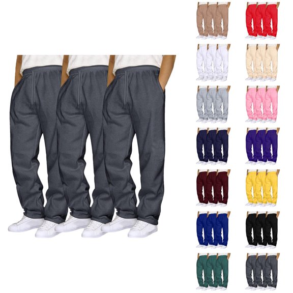 3 Pack Sweatpants for Men 2026 Trendy Drawstring Elastic Waist Straight Leg Casual Pants Trousers with Pockets