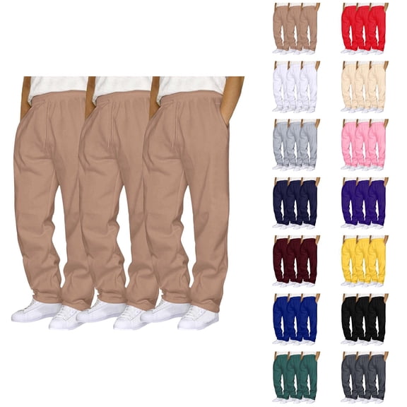 3 Pack Sweatpants for Men 2026 Trendy Drawstring Elastic Waist Straight Leg Casual Pants Trousers with Pockets