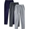 thumbnail image 1 of 3 Pack Mens Sweatpants with Pockets and Drawstring Elastic Waist Pants Athletic Workout Casual Solid Color Straight Leg Multipack Joggers Pant, 1 of 7