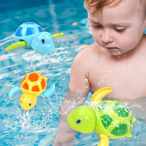 3 Pack - Swimming Bathtub Windup Water Toy for Boys and Girls, Baby Turtle Bath Toys, Cute Funny Floating Pool Water Toys for Kids