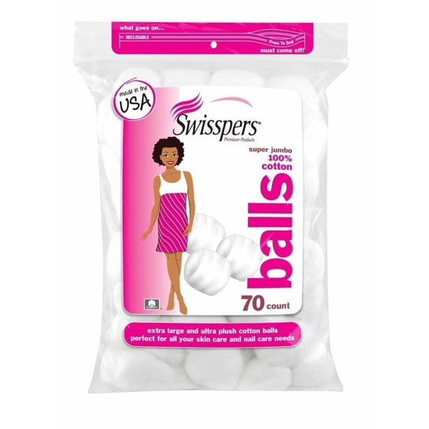 (3 Pack) Swisspers Cotton Balls Jumbo Plus Size, 70 Count