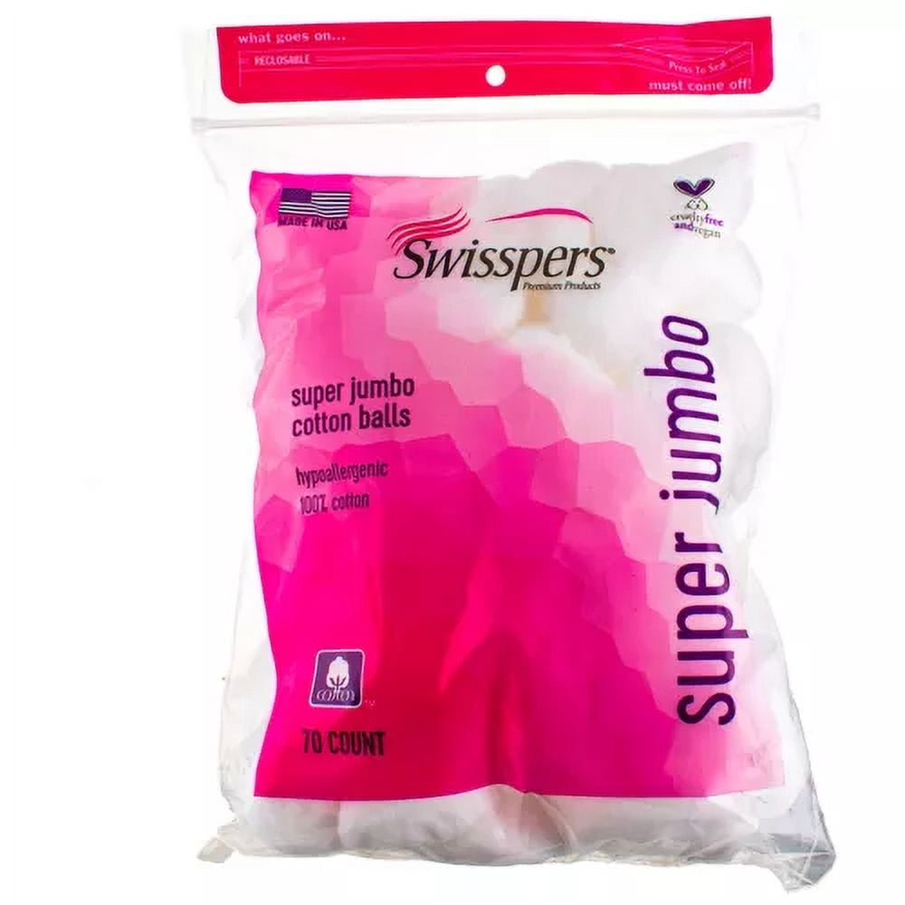 3 Pack Swisspers Super Jumbo Cotton Balls, 70 Ct