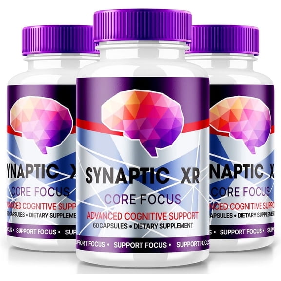 (3 Pack) Synaptic XR Core Focus, Think Faster Be Smarter with SynapticXR, Maximum Strength Formula for Overall Cognitive Health, All Natural Brain Supplement, Reviews (180 Capsules)