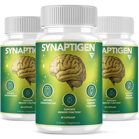 (3 Pack) Synaptigen Brain Capsules, Synaptigen Advanced Memory Support Supplement (180 Capsules)