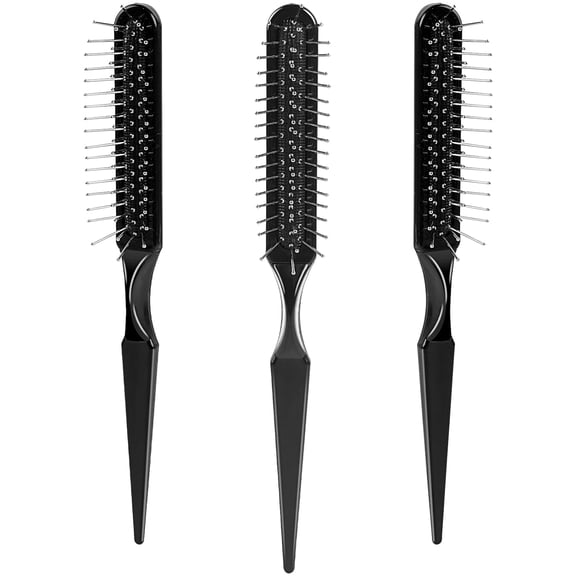 3 Pack Synthetic Wig Brush - 3 Row Wire Brush, Black Styler, Travel Size Metal Combs for Detangling, Barber, Beginner