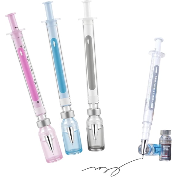 3 Pack Of Syringe Shaped Ink Pens, 2026 New Creative Syringe Shaped Gel Pen for Funny, Novelty Ballpoint Pens for Office Supplies, 0.38mm Black Neutral Pen, Pen Body Color Random (3)