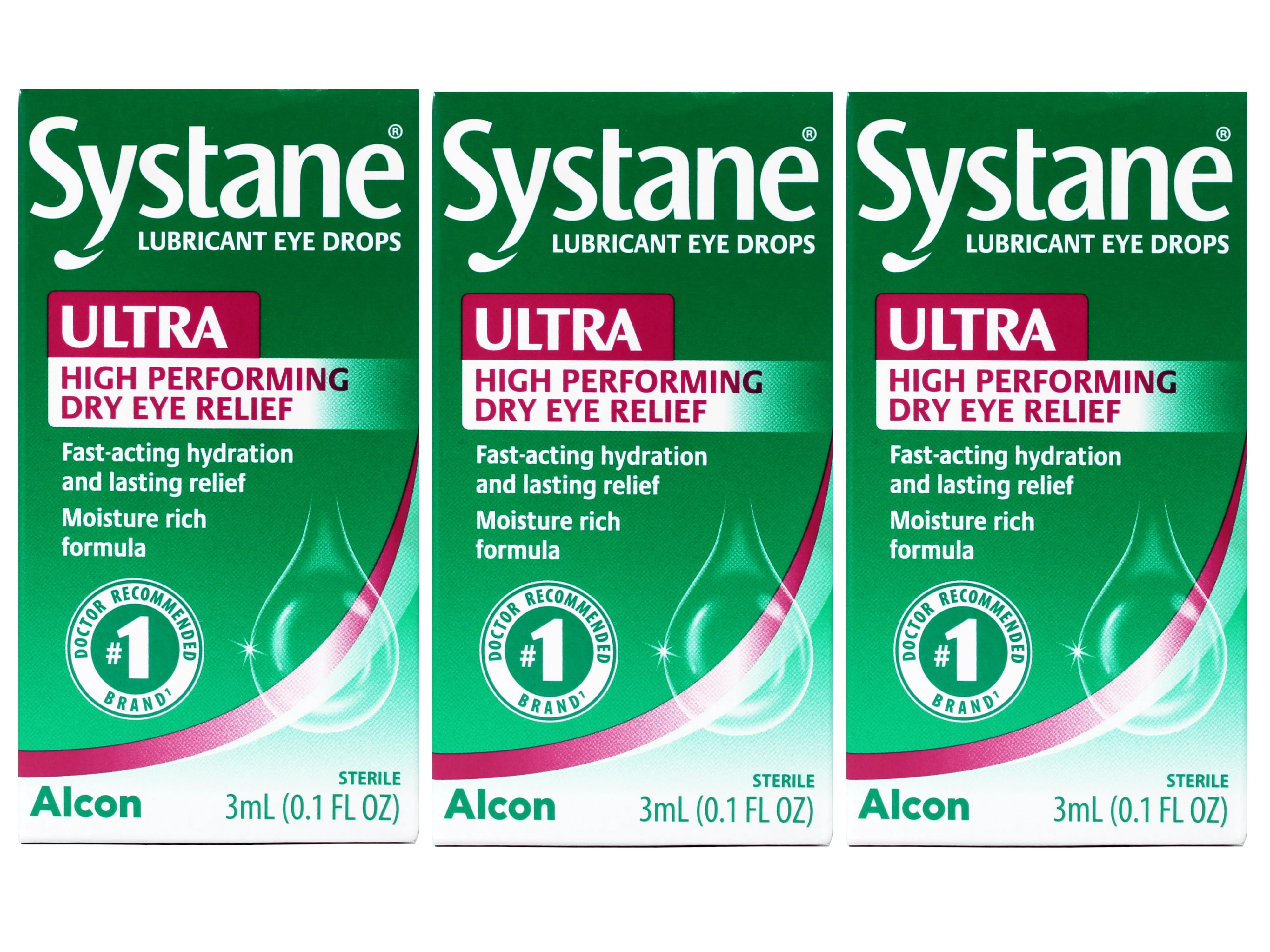 3 Pack - Systane Lubricant Eye Drops Ultra High Performing Dry Eye Relief, 3ml (0.1 fl oz)