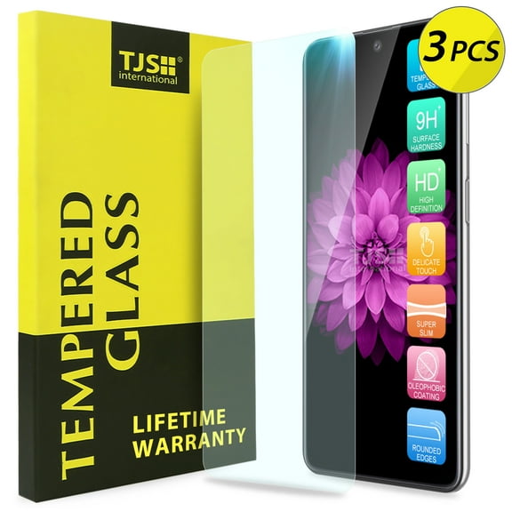 3-Pack TJS for Samsung Galaxy A71 5G, Galaxy A71 4G, Galaxy A71 5G UW [Screen Coverage][Tempered Glass] Case Friendly Screen Protector Anti-Fingerprint, Bubble Free, Anti-Scratch, Shatterproof (Clear)