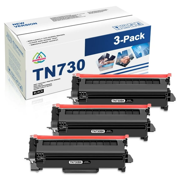 3-Pack TN 730 Black Toner Cartridge Compatible Brother TN-730 Toner For DCP-L2550DW MFC-L2710DW Printer
