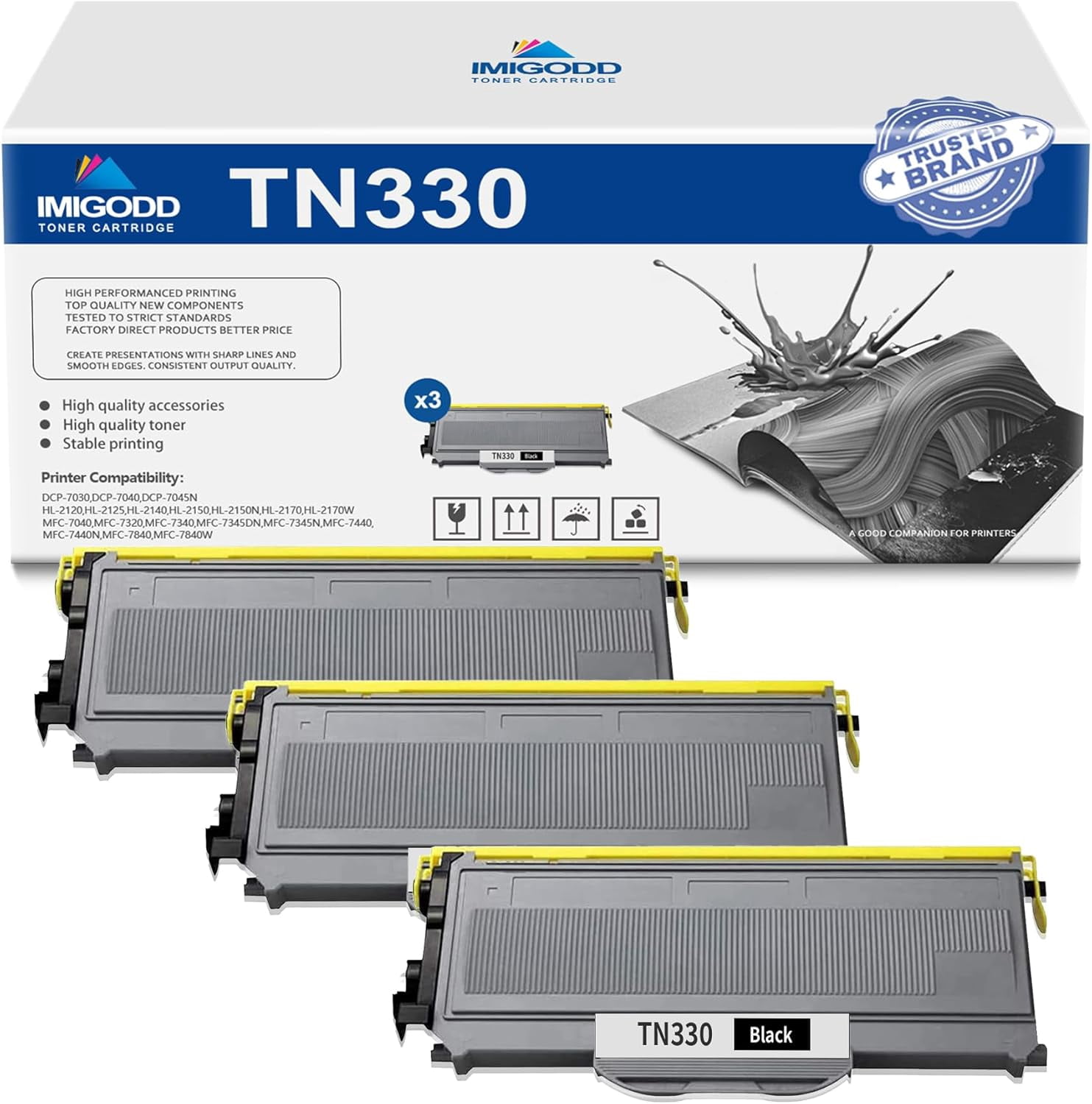 3-Pack TN330 Black Toner Cartridge Replacement for Brother High ...