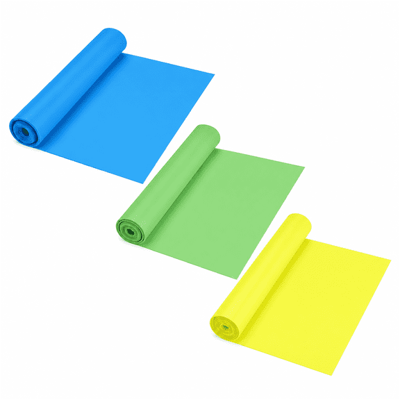 3 Pack TPE Resistance Bands Set, Yellow Green Blue Flat Exercise Stretch Bands, 1500 and 2000 mm for Yoga, Pilates and Strength Training