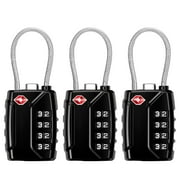 3 Pack TSA Approved Luggage Locks 4 Digit Combination Travel Locks Resettable Code Lock with Zinc Alloy Body for Suitcase Toolbox Backpack Bag Gym Locker