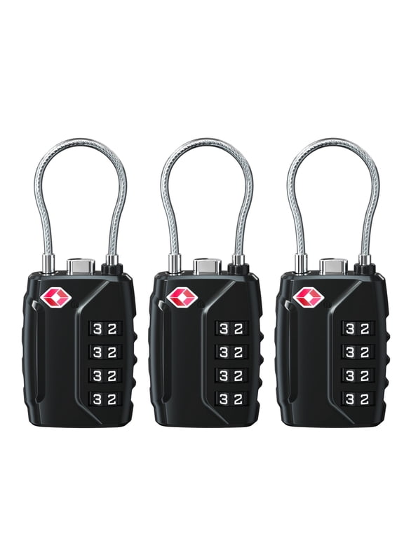 3 Pack TSA Approved Luggage Locks 4 Digit Combination Travel Locks Resettable Code Lock with Zinc Alloy Body for Suitcase Toolbox Backpack Bag Gym Locker