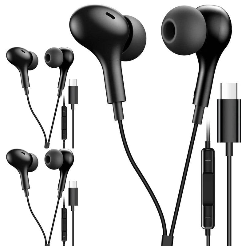 3 Pack TTech Type C Wired Headphones USBC Earbuds Earphones Compatible
