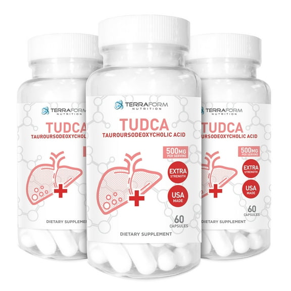 (3 Pack) TUDCA (Tauroursodeoxycholic Acid) - 500mg - 180 Capsules - Help Supports Liver Health