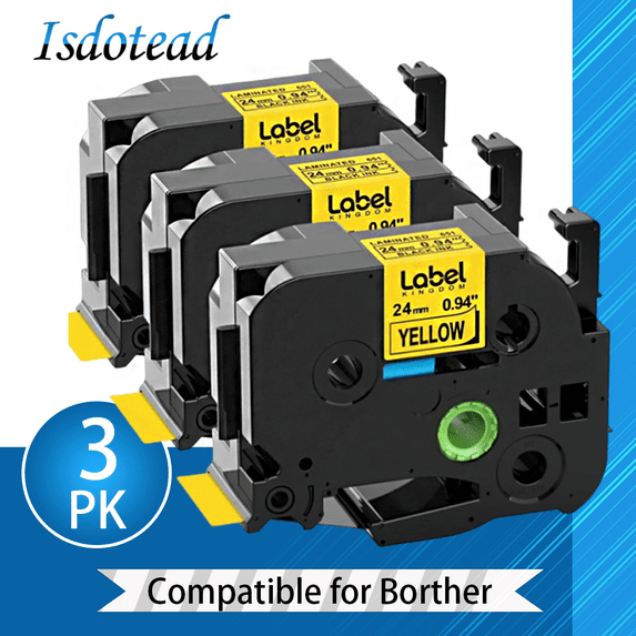 3-Pack TZe-651 24mm Yellow Label Tape Replacement 24mm 0.94 Laminated Yellow for Brother P-Touch TZ-651 1 Inch Black on Yellow TZ Tape Compatible with Brother PTD600 PTD610AD PTP710BT