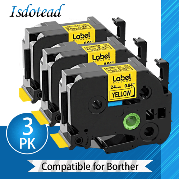 3-Pack TZe-651 24mm Yellow Label Tape Replacement 24mm 0.94 Laminated Yellow for Brother P-Touch TZ-651 1 Inch Black on Yellow TZ Tape Compatible with Brother PTD600 PTD610AD PTP710BT