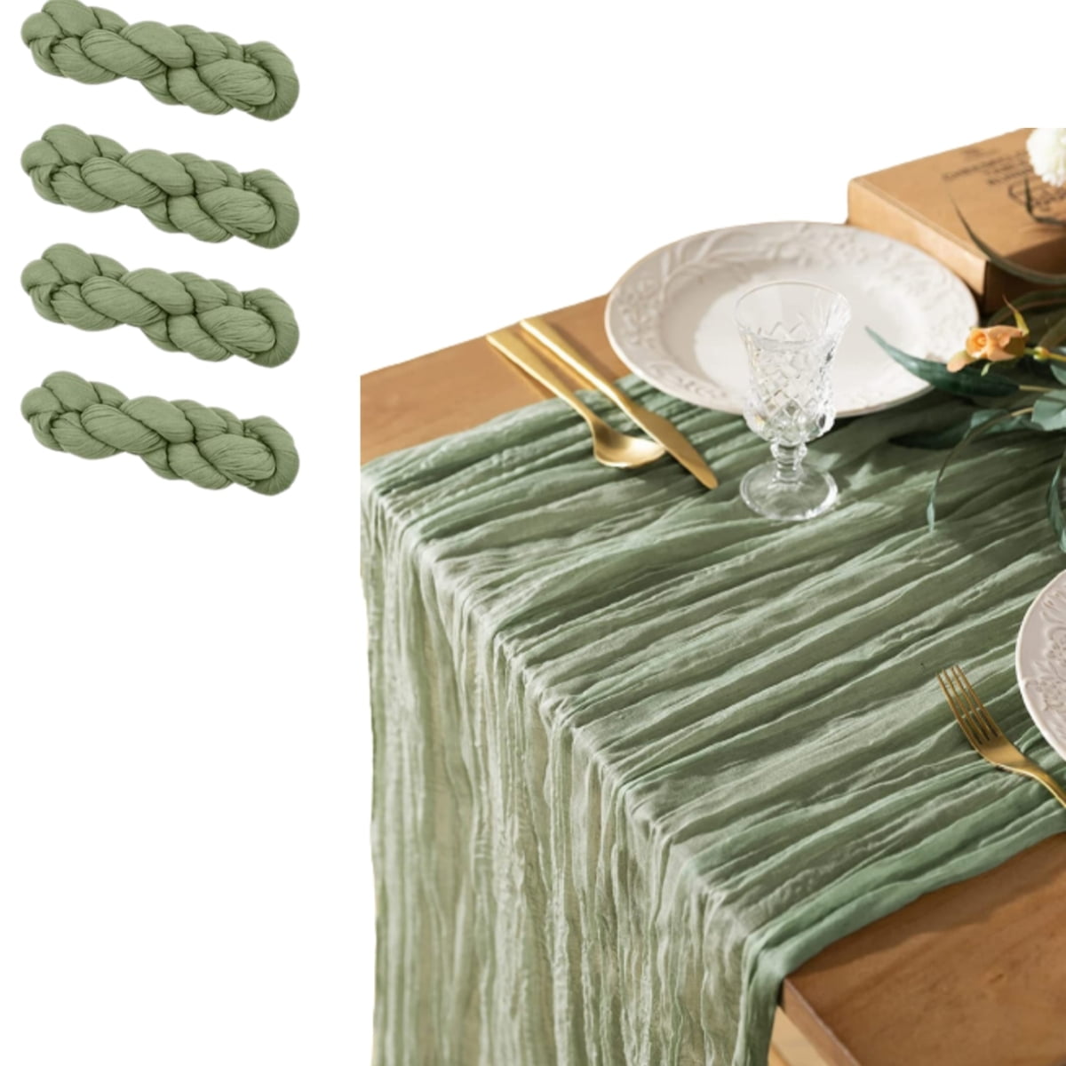 3 Pack Table Runners Trianu Cheesecloth Table Runner, 35x120 inch Boho ...