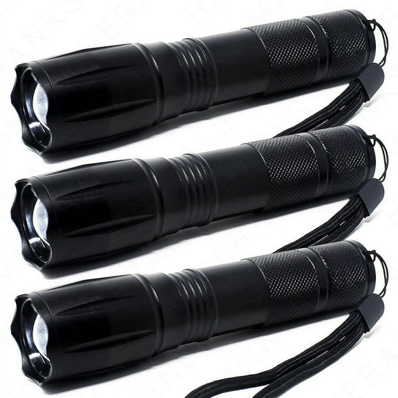 3-Pack Tactical LED Flashlight High Powered 5-Mode Zoomable Zoom AAA