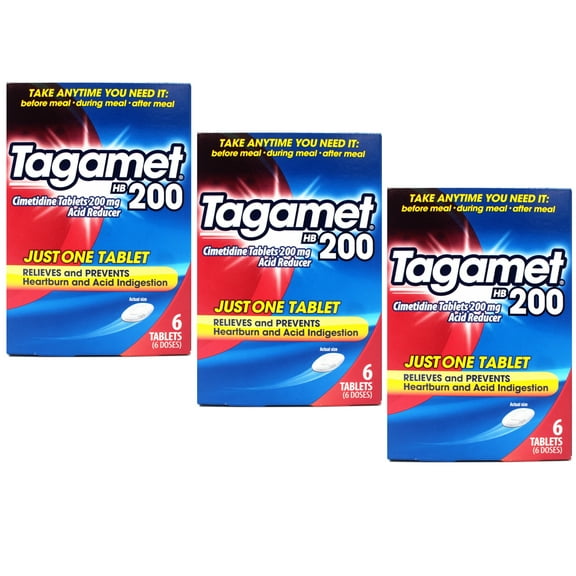 3 Pack - Tagamet HB 200 mg Cimetidine Acid Reducer and Heartburn Relief, 6 Count
