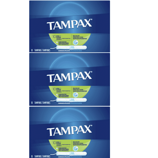 3 Pack Tampax Tampons Super Absorbency, Backup Protection Anti Slip