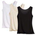 thumbnail image 1 of 3 Pack Tank Tops for Women, Soft Ribbed Scoop Neck Sleeveless Fitted Basic Summer Tops Casual Going Out Undershirt, 1 of 6
