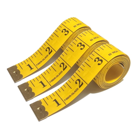 3 Pack Tape Measure Body Measuring Tape, Soft for Weight Loss Sewing Cloth Measurement, 60 Inch Double Scale Tailor Ruler Medical Measurement Nursing Craft (Yellow)