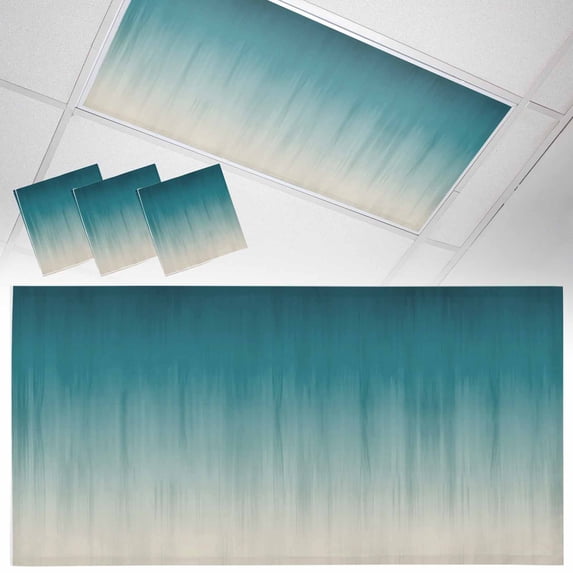 3 Pack Teal Blue Ombre Fluorescent Light Covers for Ceiling Lights Contemporary Gradient Abstract Magnetic Ceiling Light Covers Overhead Light Filters for Office Classroom Home