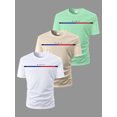 thumbnail image 1 of 3-Pack Teen Boys' Letter Print Casual Crew Neck T-Shirts, Ideal for Daily Wear & Outdoor Activities, 1 of 6