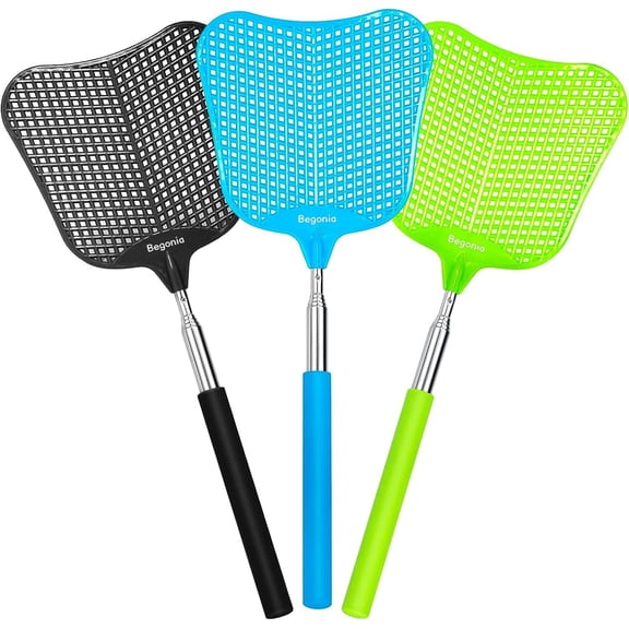 3 Pack Telescopic Fly Swatter, Heavy Duty Manual Plastic Pest