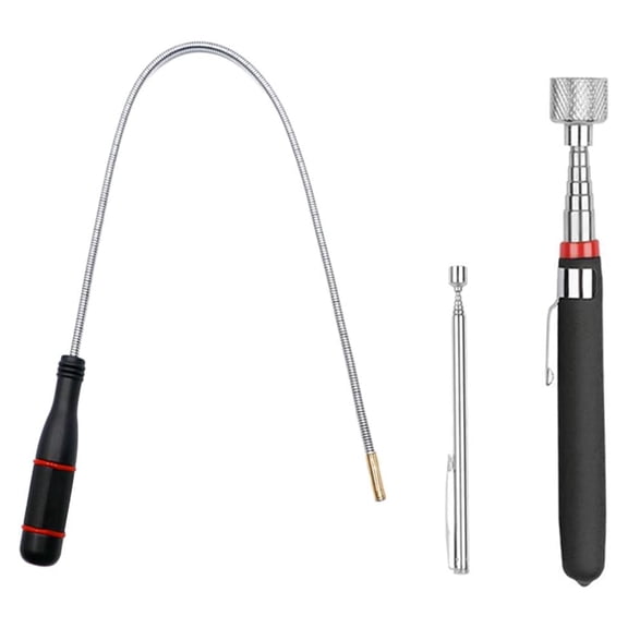 3 Pack Telescoping Magnet Pick-up Tool Set - Retrieving Telescoping Magnet Pickup ToolsExtendable Magnetic Pick Up ToolsBendable Spring Magnet Stick