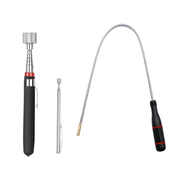 3 Pack Telescoping Magnet Pick-up Tool Set - Retrieving Telescoping Magnet Pickup Tools,Extendable Magnetic Pick Up Tools,Bendable Spring Magnet Stick