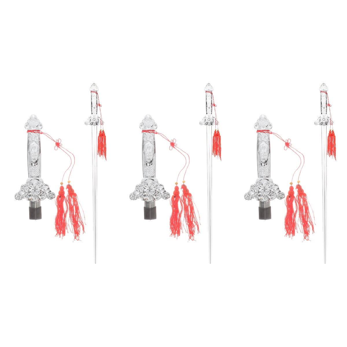 3 Pack Telescoping Tai Chi Sword Chinese Kung Fu Toys Fringe Telescopic
