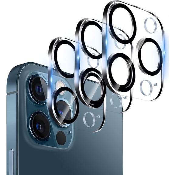 3 Pack Tempered Glass Camera Lens Protector for iPhone 12 Pro Max 6.7", Ultra HD, 9H Hardness, Anti-Scratch, Case Friendly, Easy to Inst [No Affect on Night Shots]