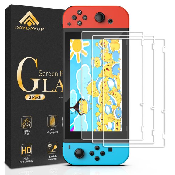 [3 Pack] Tempered Glass Screen Protector Compatible with Nintendo switch - Transparent HD Clear Anti-Scratch Screen Protector Skin Set for Nintendo Switch