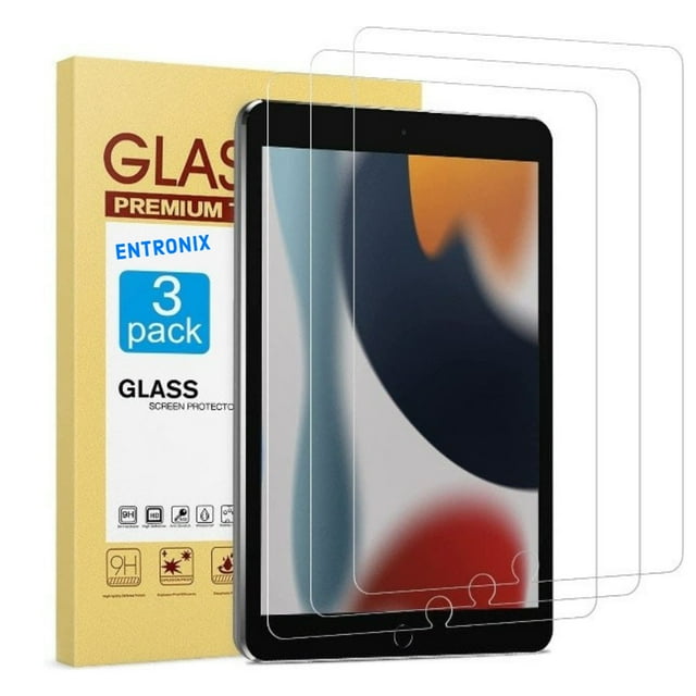 3 Pack Tempered Glass Screen Protector Compatible with iPad 9th Generation / iPad 8th Generation 10.2 Inch, Entronix Tempered Glass Compatible with iPad 9 8 7 (2021/2020/2019)