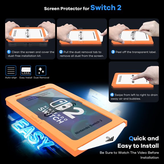 3 Pack Tempered Glass Screen Protector for Nintendo Switch 2 2025 7.9 Inch, 9H Hardness HD Clear Shield with Alignment Tool, Bubble Free